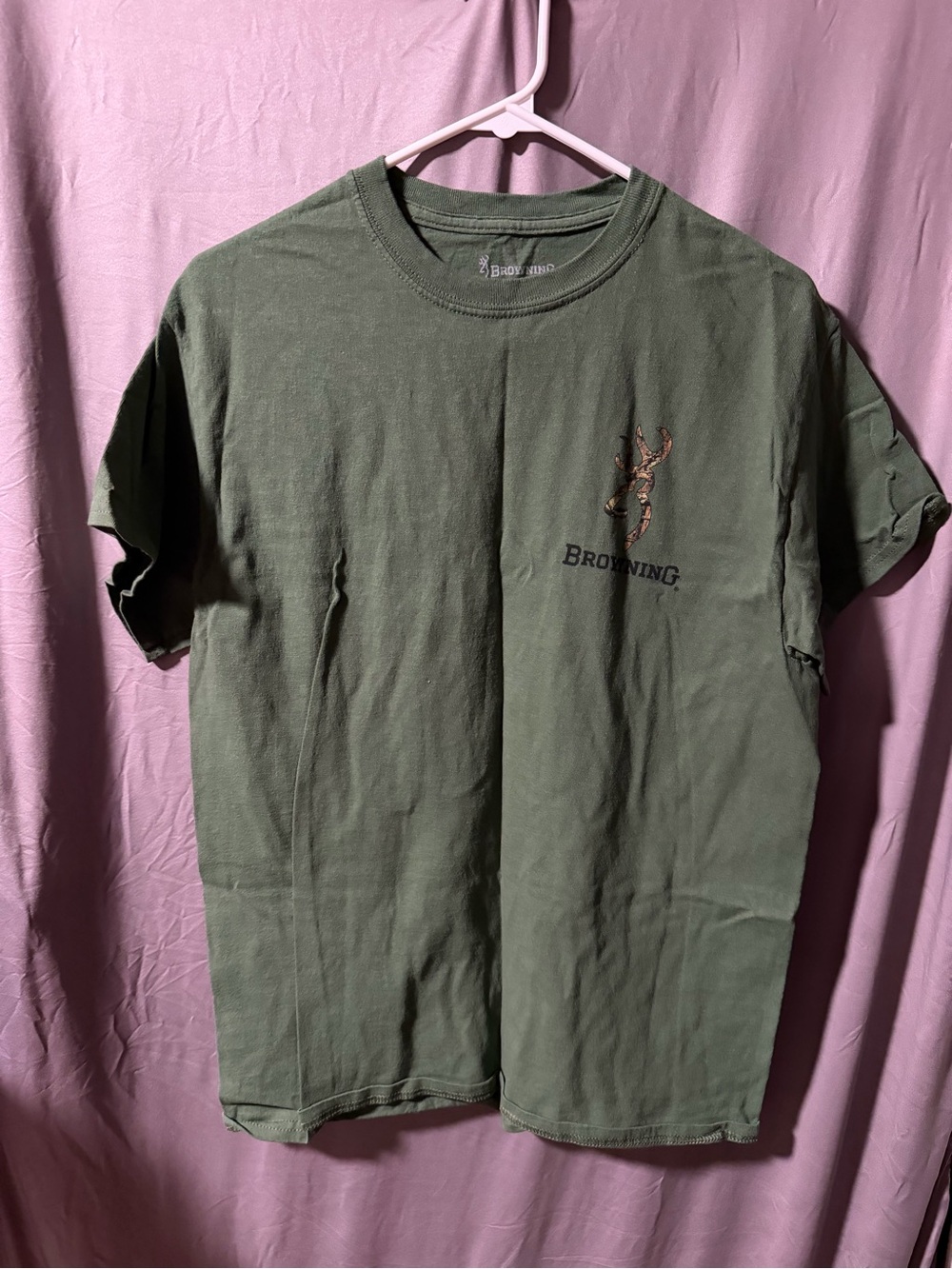 Browning Olive Green Short Sleeve Tee with Deer Head Logo